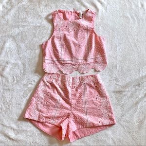 Femme Embroidered Summer Matching Linen Set NWOT